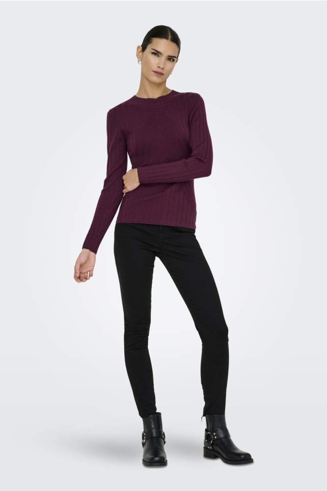 JDYKATE L/S PULLOVER KNT 15207694 MAROON BANNER